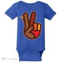 Thanksgiving Peace Sign Hand Turkey Baby Bodysuit thumb 0