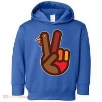 Thanksgiving Peace Sign Hand Turkey Toddler Hoodie thumb 0
