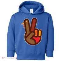 Thanksgiving Peace Sign Hand Turkey Toddler Hoodie thumb 0