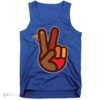 Thanksgiving Peace Sign Hand Turkey Tank Top thumb 0