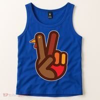 Thanksgiving Peace Sign Hand Turkey Tank Top thumb 2