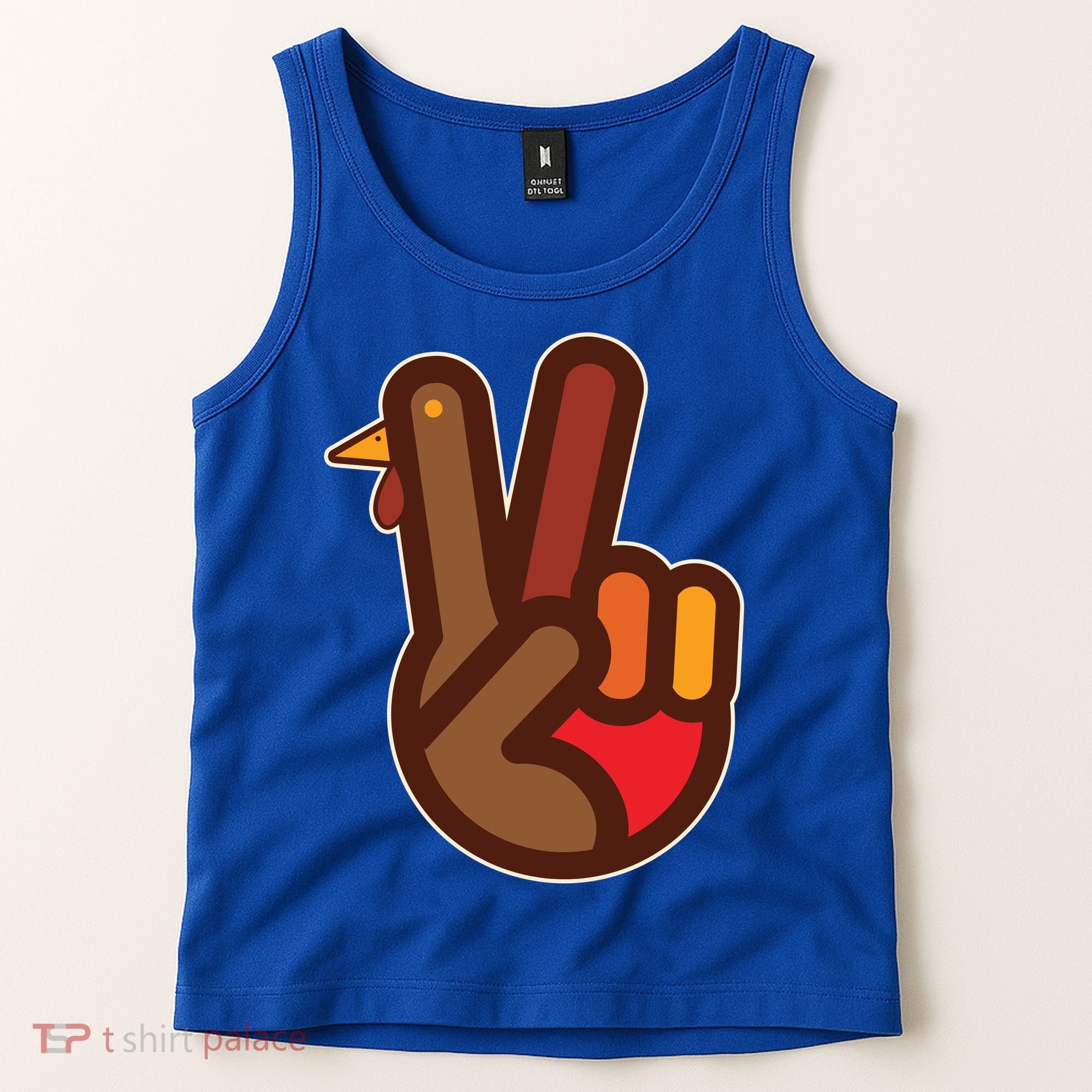 Thanksgiving Peace Sign Hand Turkey Tank Top