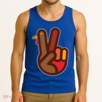 Thanksgiving Peace Sign Hand Turkey Tank Top thumb 3
