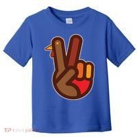 Thanksgiving Peace Sign Hand Turkey Toddler T-Shirt thumb 0