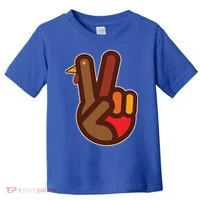 Thanksgiving Peace Sign Hand Turkey Toddler T-Shirt thumb 0