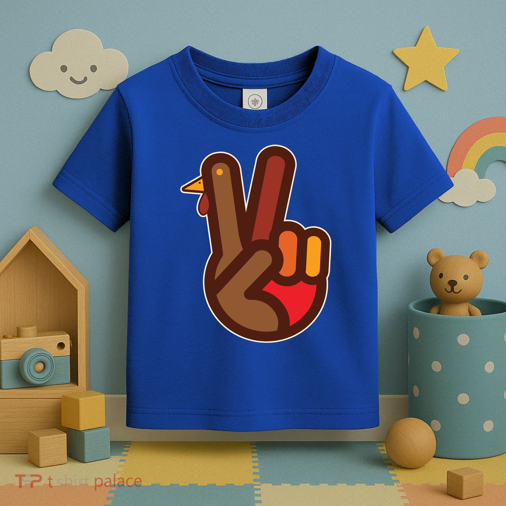 Thanksgiving Peace Sign Hand Turkey Toddler T-Shirt