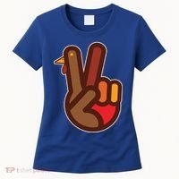 Thanksgiving Peace Sign Hand Turkey Women's T-Shirt thumb 0