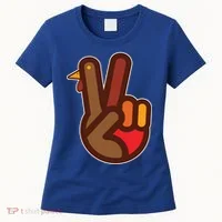 Thanksgiving Peace Sign Hand Turkey Women's T-Shirt thumb 0