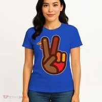 Thanksgiving Peace Sign Hand Turkey Women's T-Shirt thumb 4