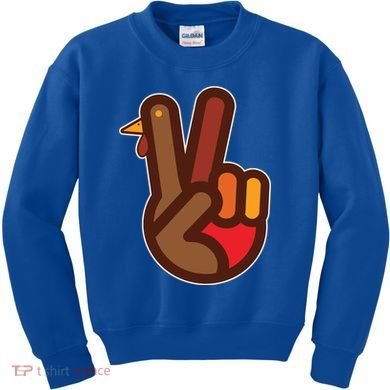 Thanksgiving Peace Sign Hand Turkey Kids Sweatshirt