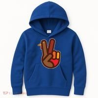 Thanksgiving Peace Sign Hand Turkey Kids Hoodie thumb 0