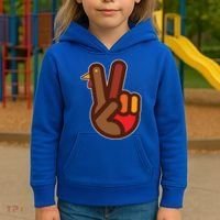 Thanksgiving Peace Sign Hand Turkey Kids Hoodie thumb 3