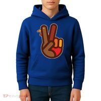 Thanksgiving Peace Sign Hand Turkey Kids Hoodie thumb 4
