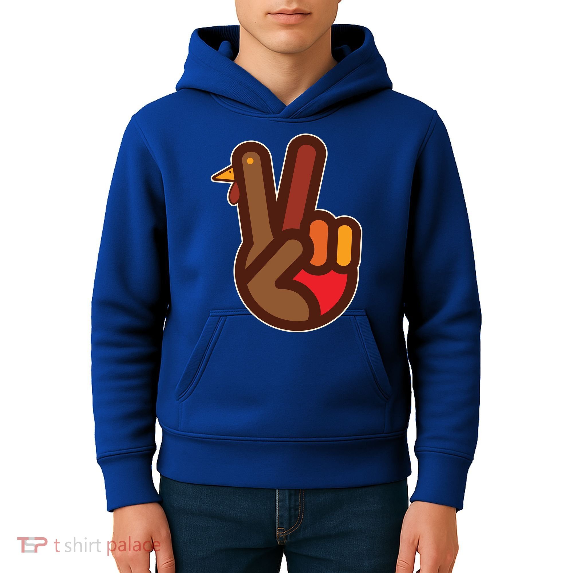 Thanksgiving Peace Sign Hand Turkey Kids Hoodie
