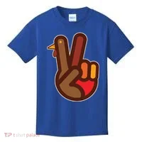 Thanksgiving Peace Sign Hand Turkey Kids T-Shirt thumb 0