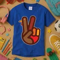 Thanksgiving Peace Sign Hand Turkey Kids T-Shirt thumb 3