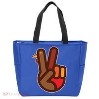 Thanksgiving Peace Sign Hand Turkey Tote Bag thumb 0