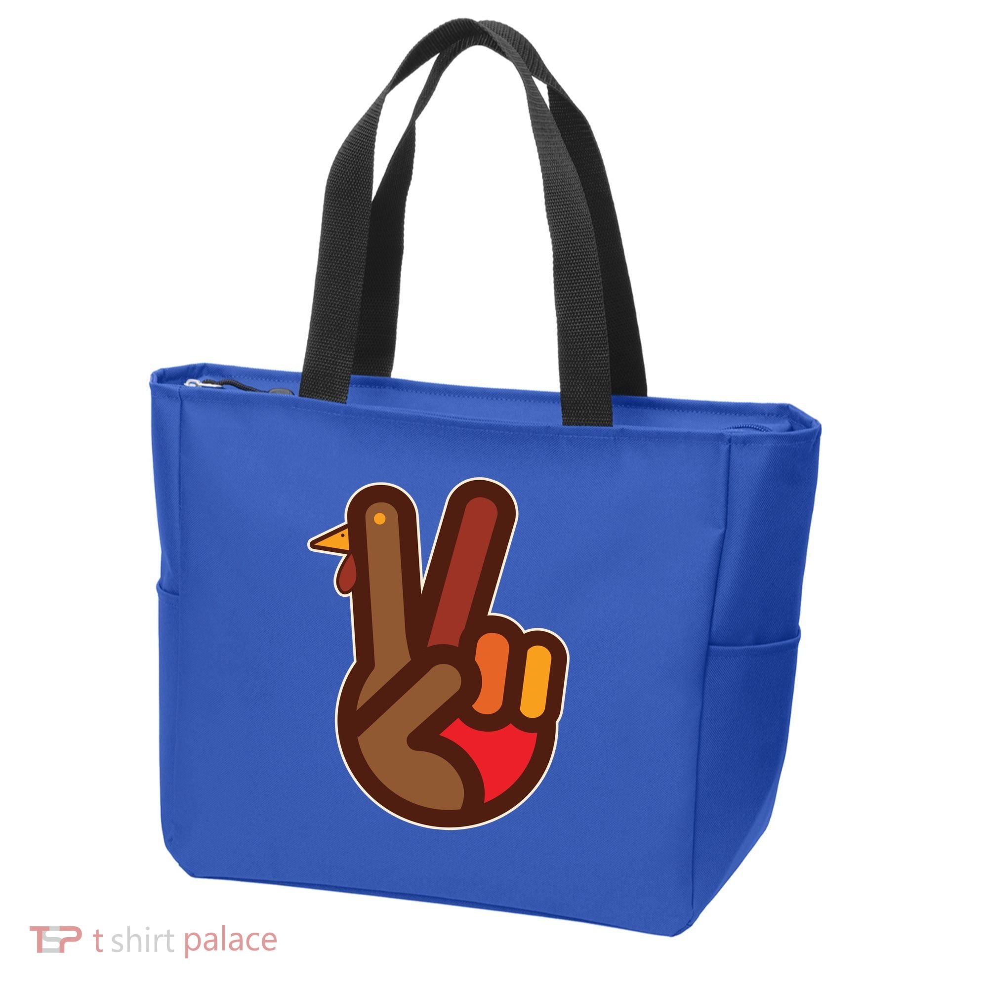 Thanksgiving Peace Sign Hand Turkey Tote Bag