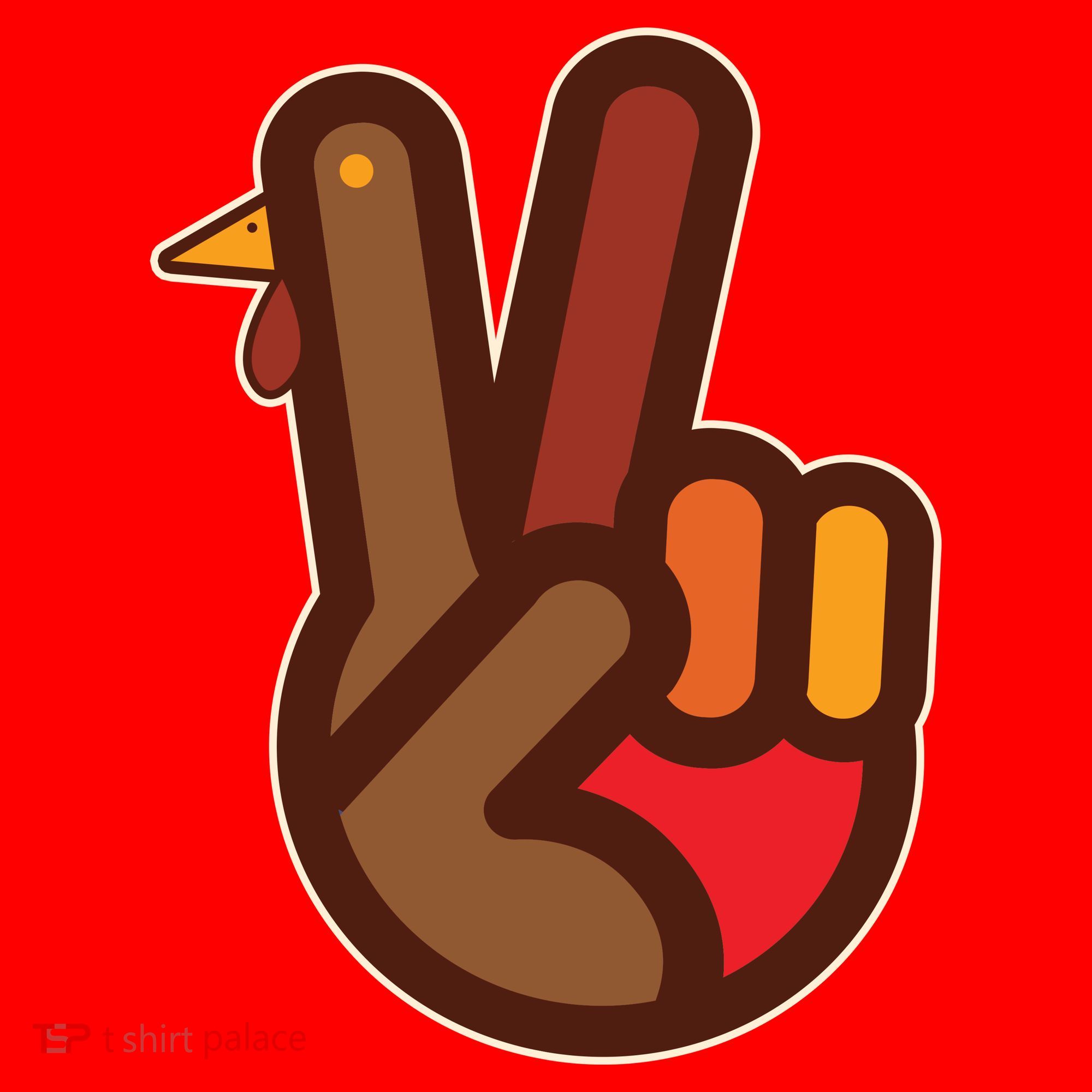 Thanksgiving Peace Sign Hand Turkey Santa Hat