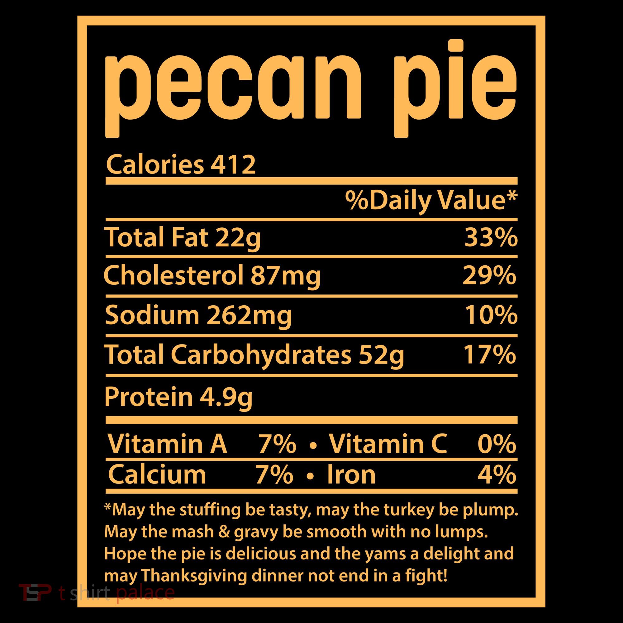 Thanksgiving Pecan Pie Nutrition Facts Apron