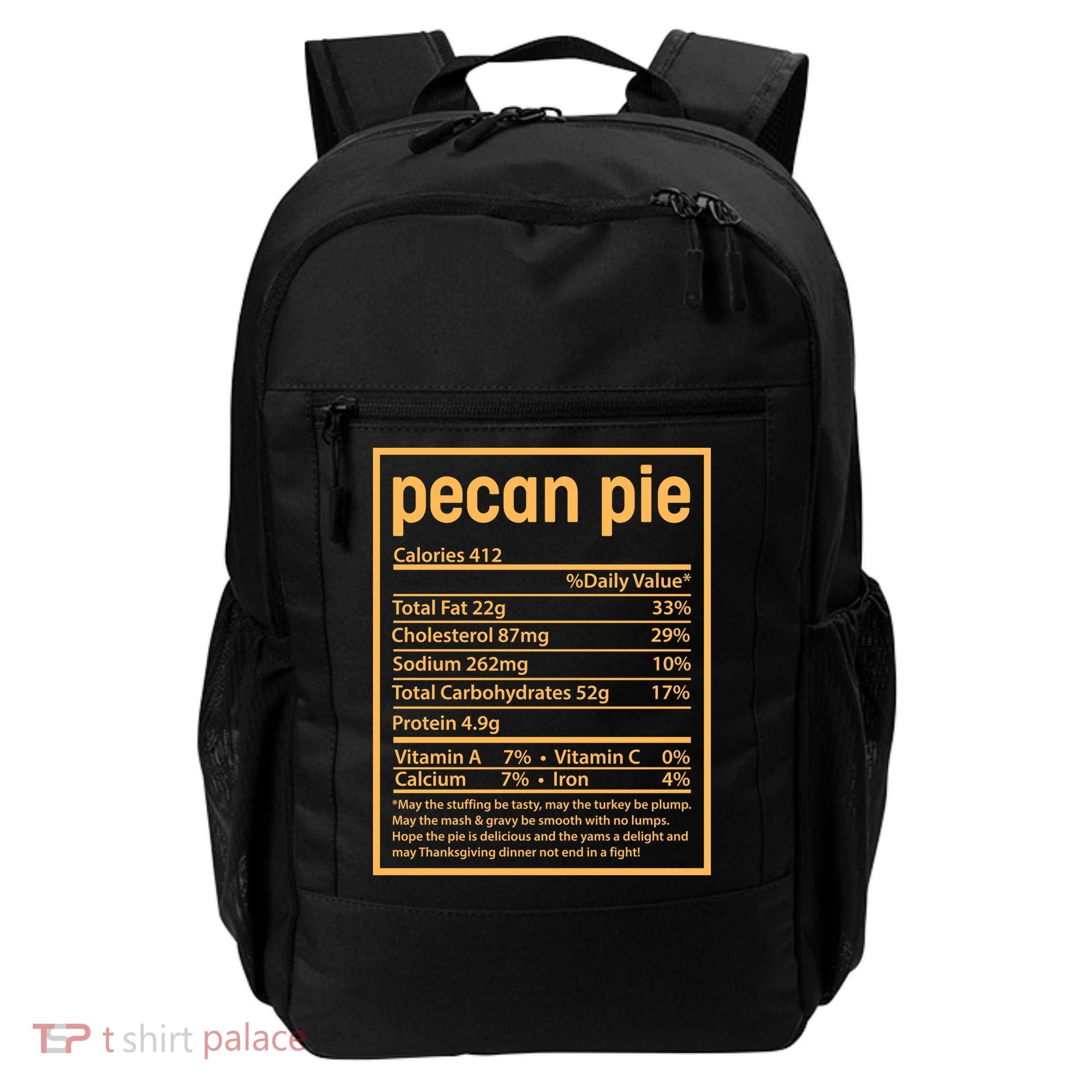 Thanksgiving Pecan Pie Nutrition Facts Backpack