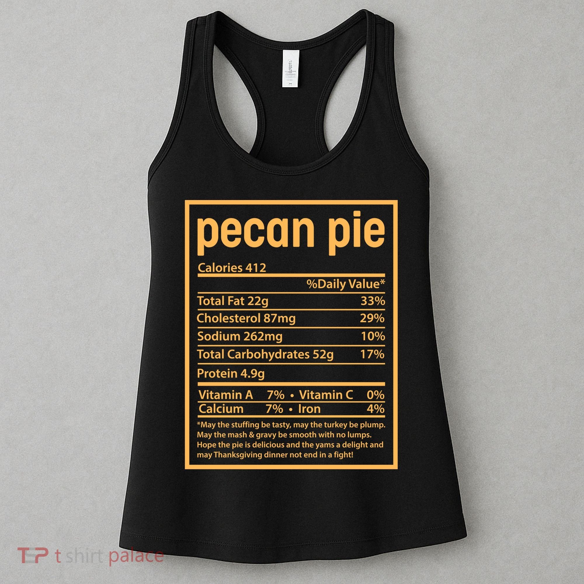 Thanksgiving Pecan Pie Nutrition Facts Women's Tank Top
