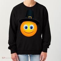 Thanksgiving Pilgrim Emoji Smiley Women's Sweatshirt thumb 0