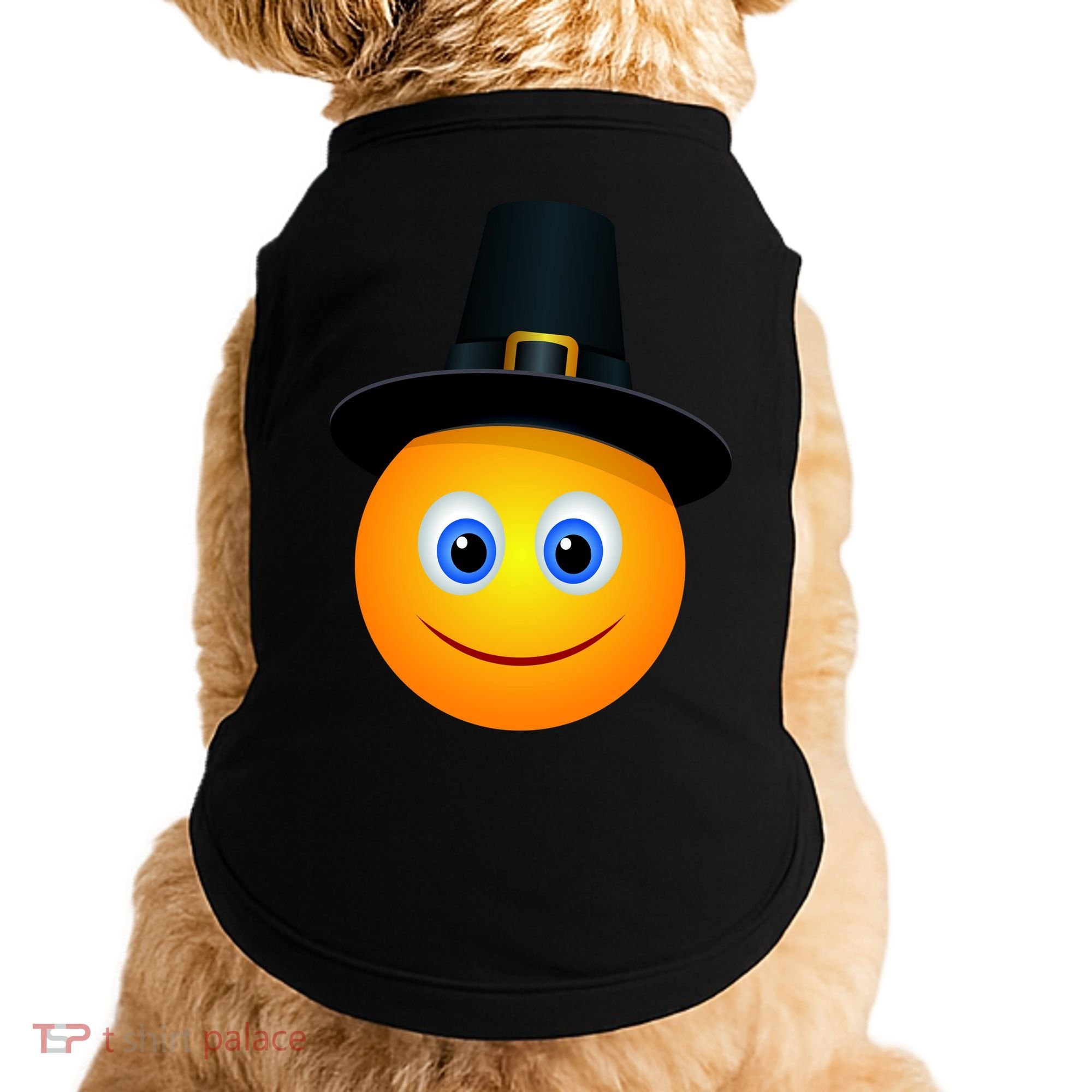 Thanksgiving Pilgrim Emoji Smiley Doggie Tank