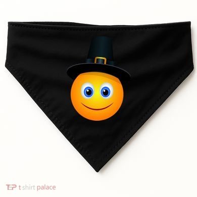 Thanksgiving Pilgrim Emoji Smiley USA-Made Doggie Bandana