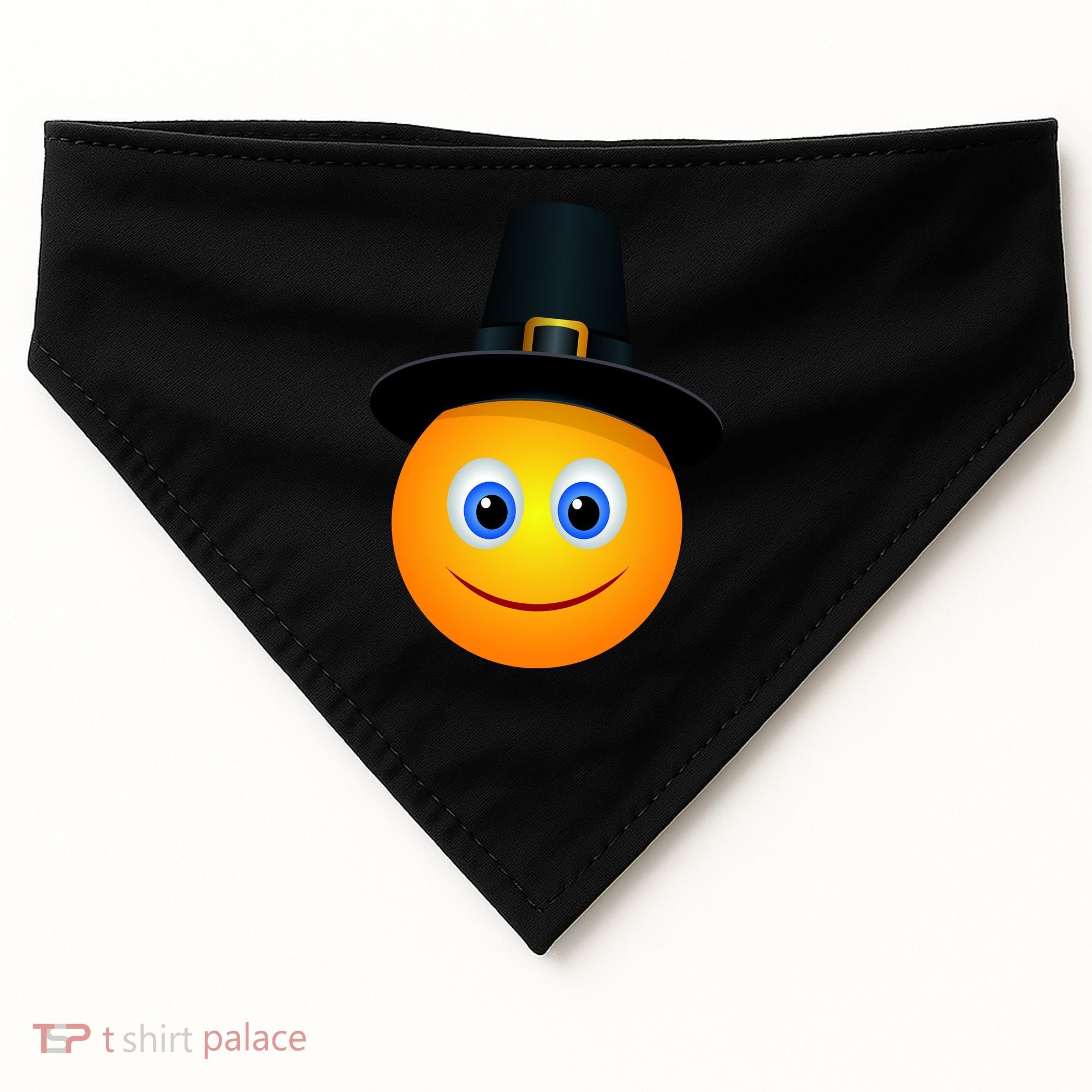 Thanksgiving Pilgrim Emoji Smiley USA-Made Doggie Bandana