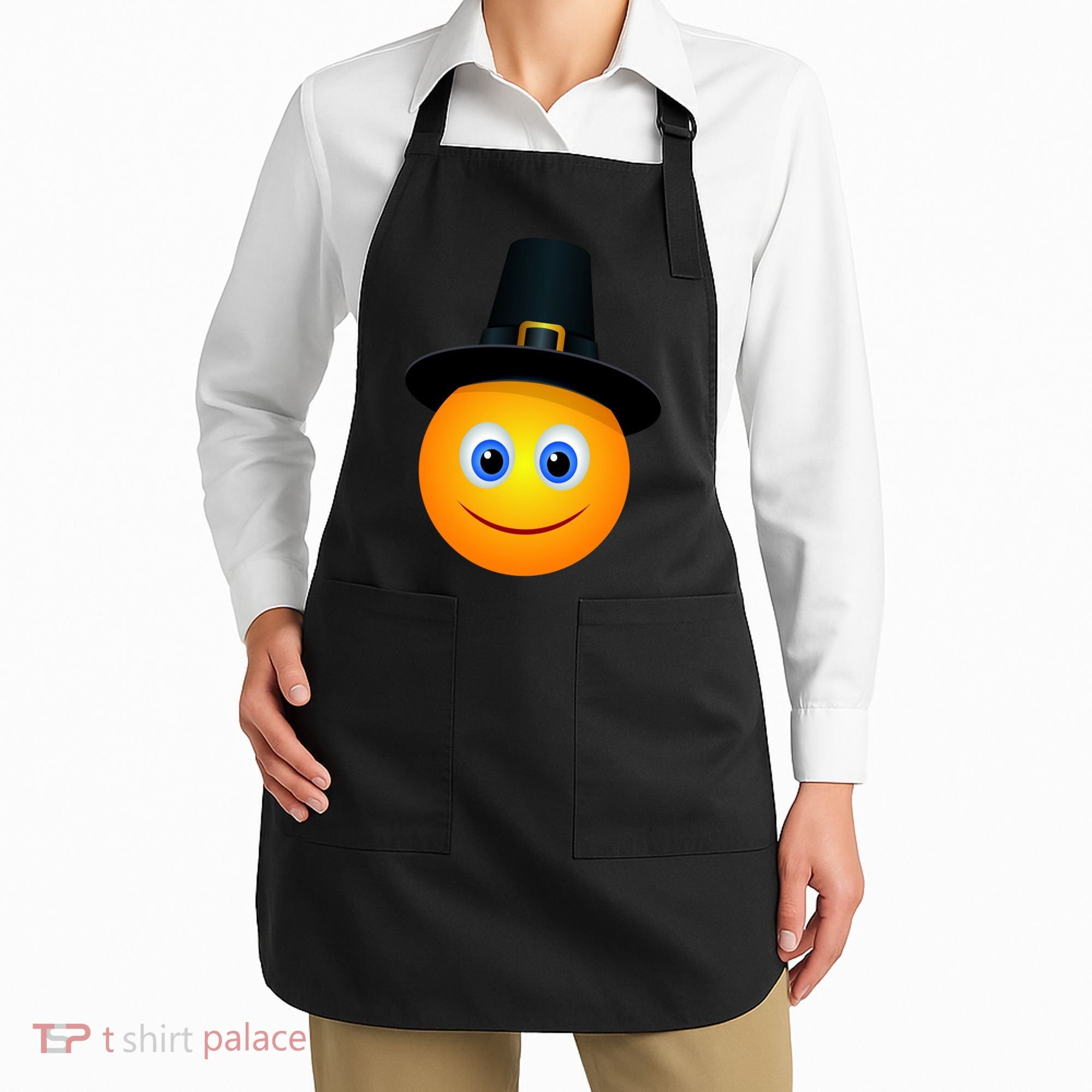 Thanksgiving Pilgrim Emoji Smiley Apron