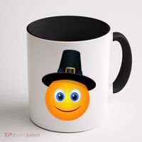 Thanksgiving Pilgrim Emoji Smiley Coffee Mug thumb 1