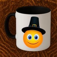 Thanksgiving Pilgrim Emoji Smiley Coffee Mug thumb 2