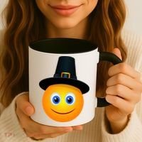 Thanksgiving Pilgrim Emoji Smiley Coffee Mug thumb 3
