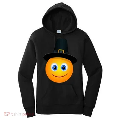 Thanksgiving Pilgrim Emoji Smiley Women's Hoodie