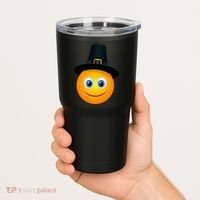 Thanksgiving Pilgrim Emoji Smiley Tumbler thumb 2