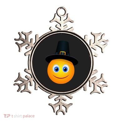 Thanksgiving Pilgrim Emoji Smiley Ornament