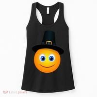 Thanksgiving Pilgrim Emoji Smiley Women's Tank Top thumb 0