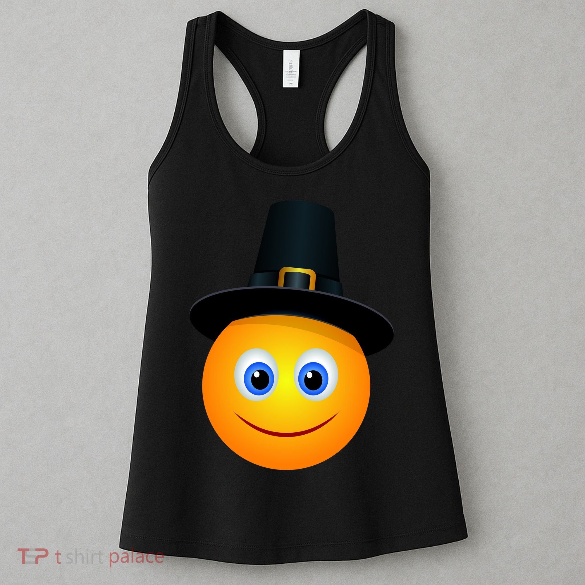 Thanksgiving Pilgrim Emoji Smiley Women's Tank Top