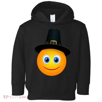 Thanksgiving Pilgrim Emoji Smiley Toddler Hoodie