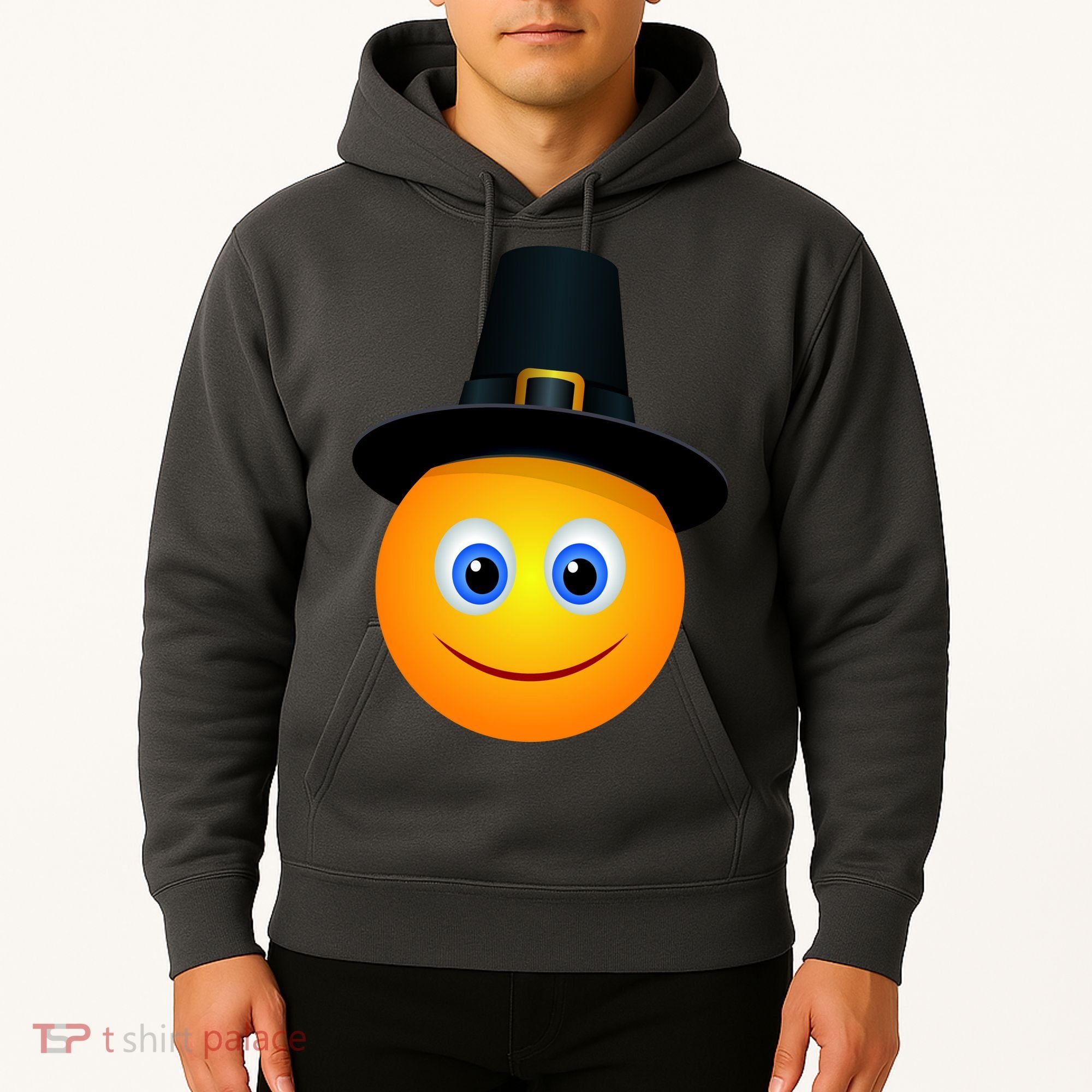 Thanksgiving Pilgrim Emoji Smiley Hoodie