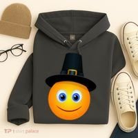 Thanksgiving Pilgrim Emoji Smiley Hoodie thumb 4