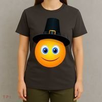 Thanksgiving Pilgrim Emoji Smiley T-Shirt thumb 4