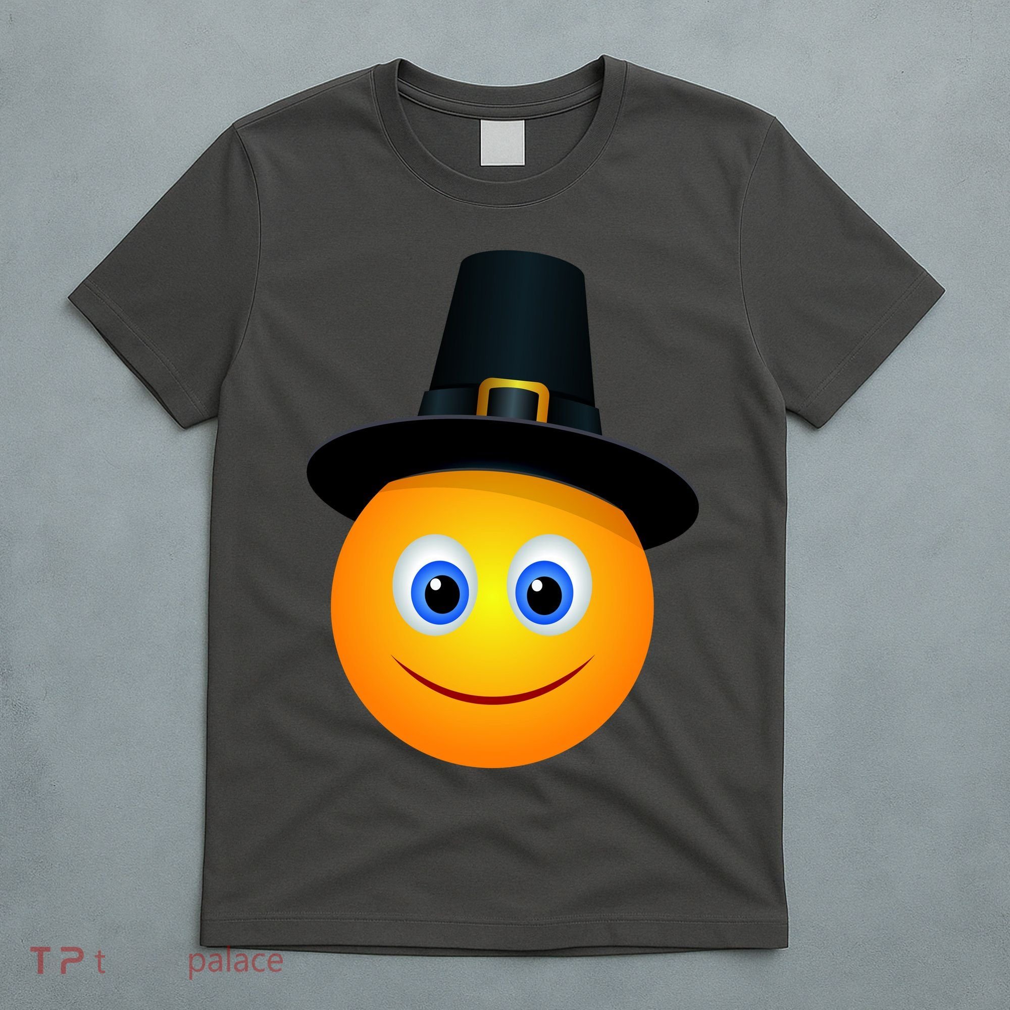 Thanksgiving Pilgrim Emoji Smiley T-Shirt