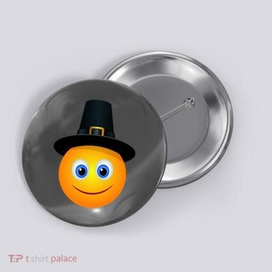 Thanksgiving Pilgrim Emoji Smiley Button