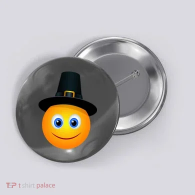 Thanksgiving Pilgrim Emoji Smiley Button