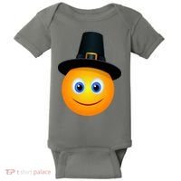 Thanksgiving Pilgrim Emoji Smiley Baby Bodysuit thumb 0