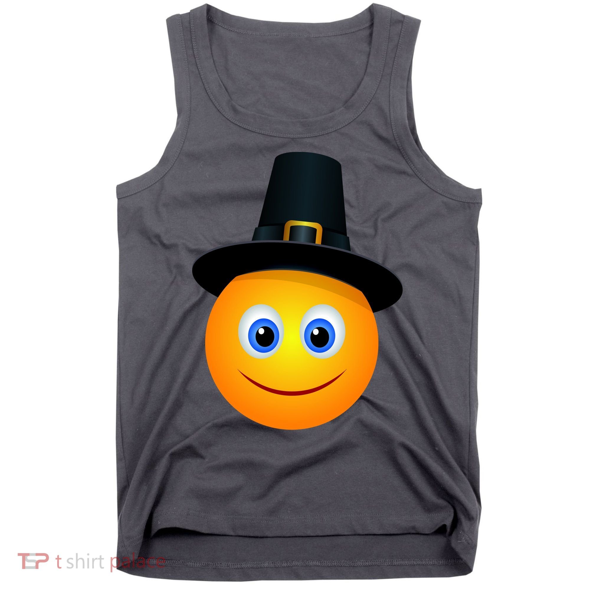 Thanksgiving Pilgrim Emoji Smiley Tank Top