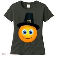 Thanksgiving Pilgrim Emoji Smiley Women's T-Shirt thumb 0