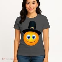 Thanksgiving Pilgrim Emoji Smiley Women's T-Shirt thumb 4